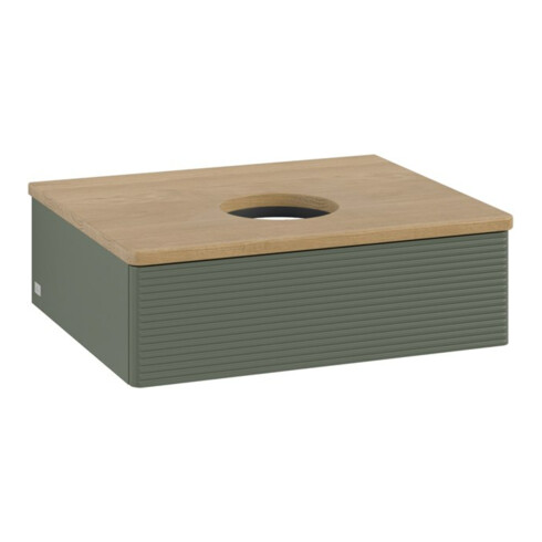 V&B Meuble sous lavabo avec structure de façade - Éclairage Antao 60x19x50cm, WBP chêne hon. Oa, gris clair m Lac