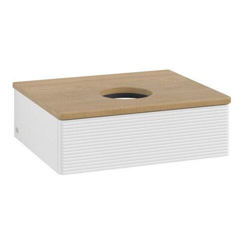 V&B Meuble sous-lavabo avec structure de façade - Éclairage Antao 60x19x50cm, WBP hon. Oa, blanc brillant Lac