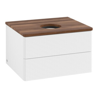 V&B Meuble sous lavabo avec structure de façade - Éclairage Antao 60x36x50cm, couleur WBP blanc bois, blanc avec laque