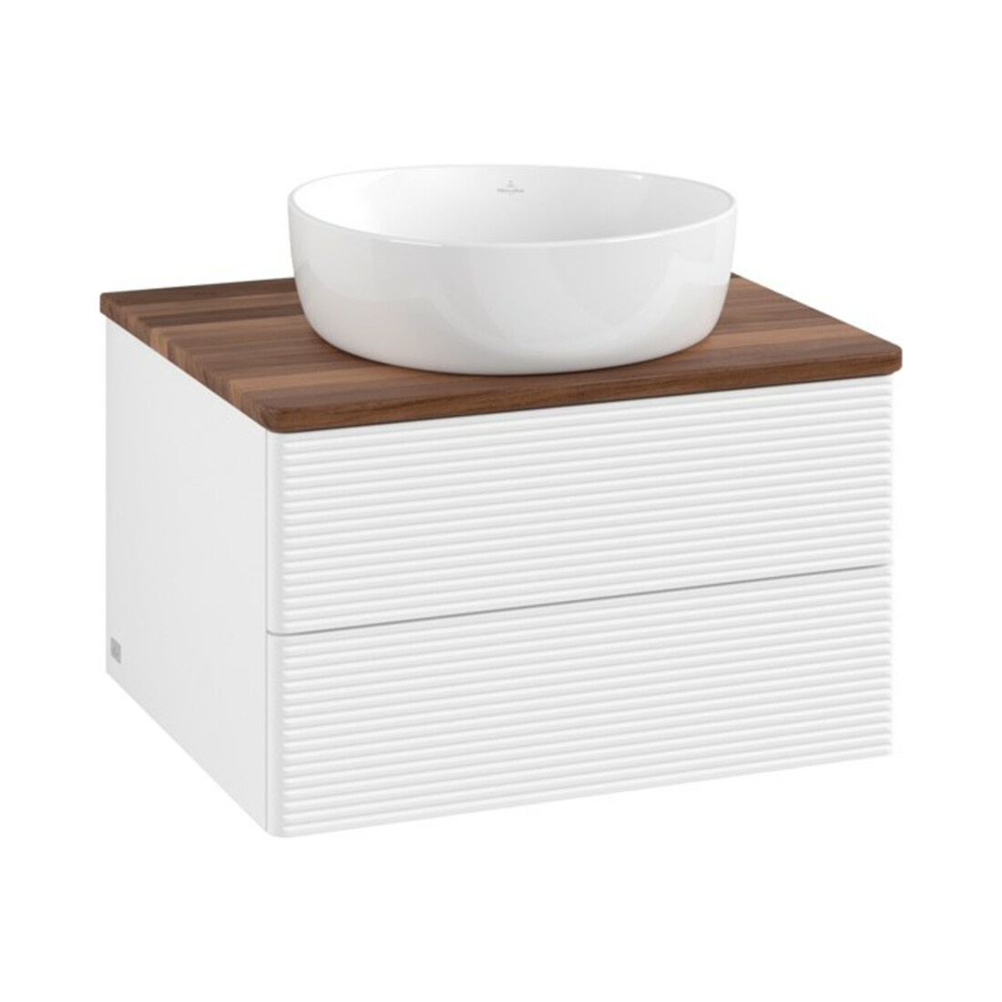 V&B Meuble sous lavabo avec structure de façade - Éclairage Antao 60x36x50cm, couleur WBP blanc bois, blanc avec laque