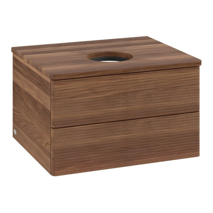 V&B Meuble sous-lavabo avec structure de façade - Éclairage Antao 60x36x50cm, couleur WBP blanc noyer, blanc walnut