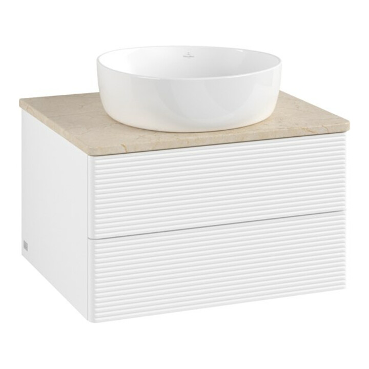 V&B Meuble sous lavabo avec structure de façade - Éclairage Antao 60x36x50cm, couleur WBP botti, blanc mat avec Lac