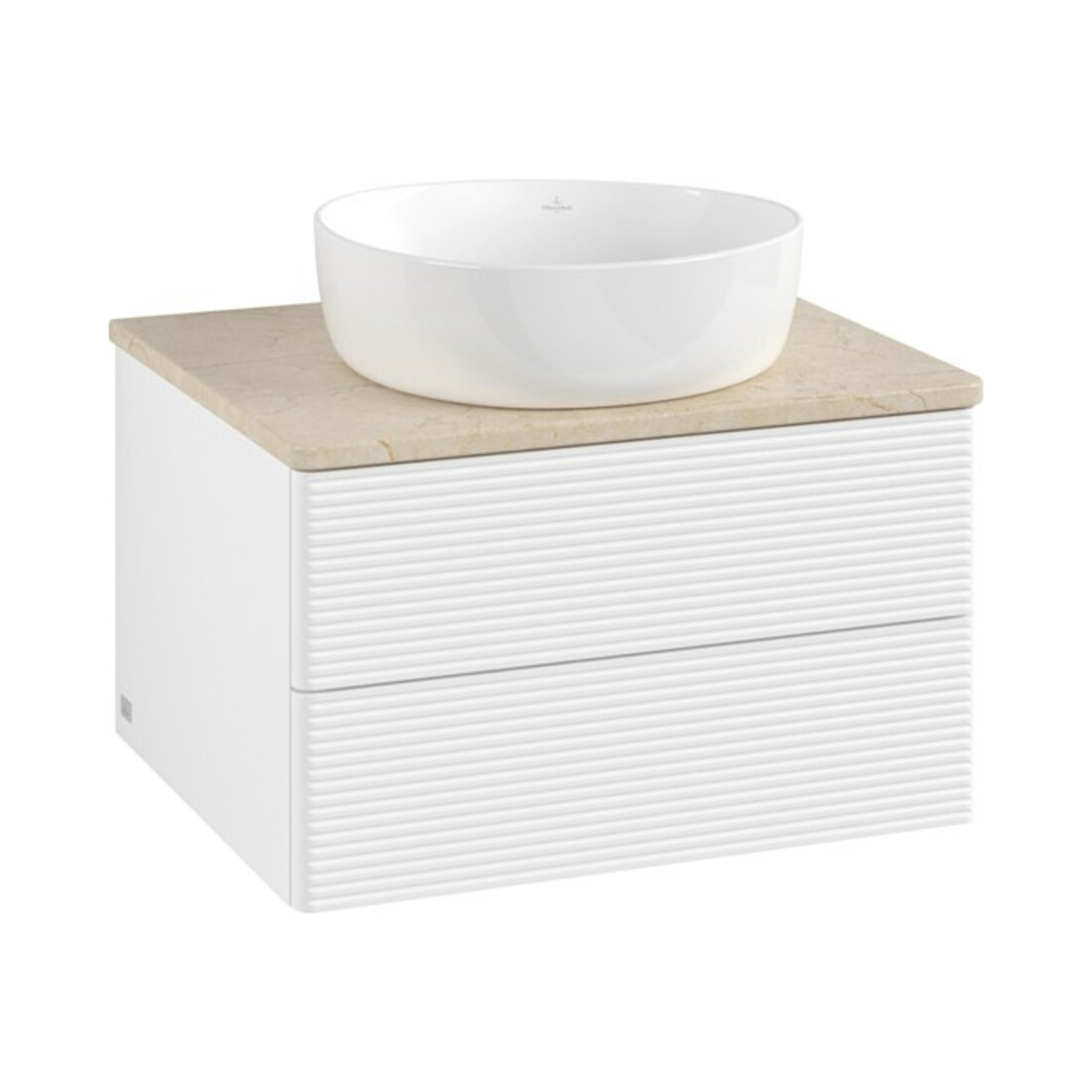V&B Meuble sous lavabo avec structure de façade - Éclairage Antao 60x36x50cm, couleur WBP botti, blanc mat avec Lac