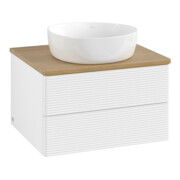 V&B Meuble sous lavabo avec structure de façade - Éclairage Antao 60x36x50cm, couleur WBP hon. Oa, blanc avec laque-3