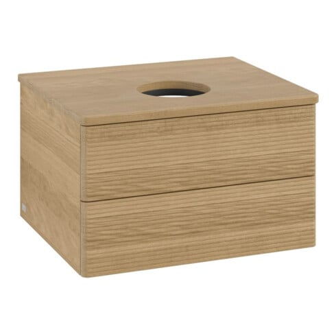 V&B Meuble sous lavabo avec structure de façade - Éclairage Antao 60x36x50cm, couleur WBP hon. Oa, chêne miel