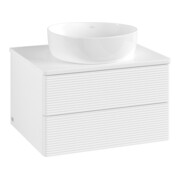 V&B Meuble sous lavabo avec structure de façade - Éclairage Antao 60x36x50cm, couleur WBP Lac, blanc laqué