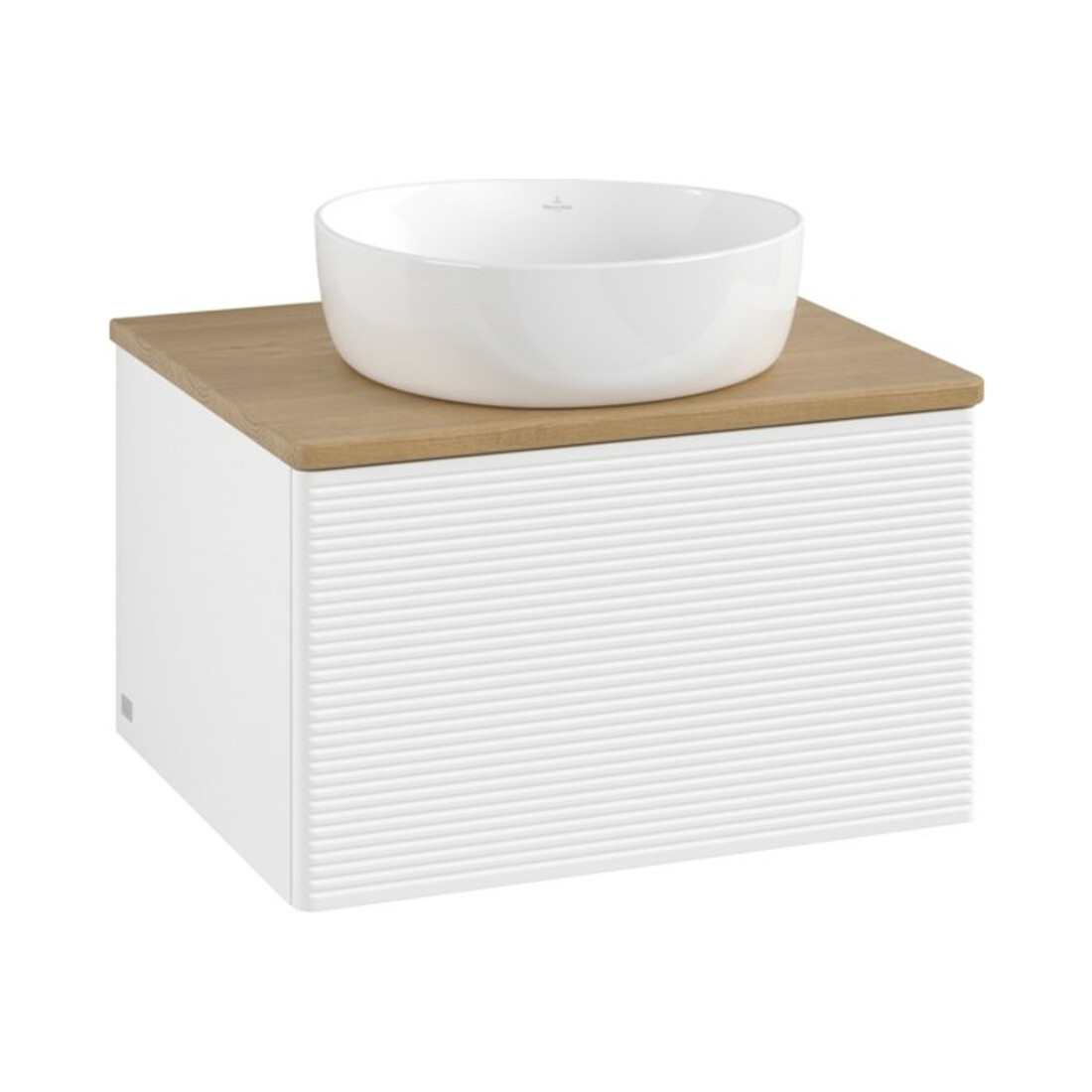 V&B Meuble sous lavabo avec structure de façade - Éclairage Antao 60x36x50cm, couleur WBP miel Oa, blanc avec laque
