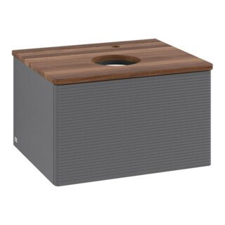 V&B Meuble sous lavabo avec structure de façade - Éclairage Antao 60x36x50cm, HL, WBP blanc chaud, anthracite mat laqué