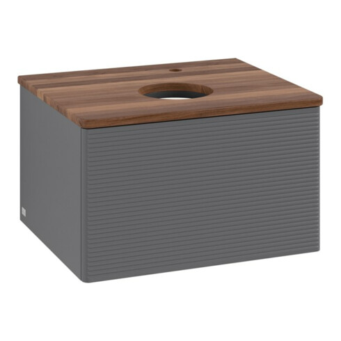 V&B Meuble sous lavabo avec structure de façade - Éclairage Antao 60x36x50cm, HL, WBP blanc chaud, anthracite mat laqué