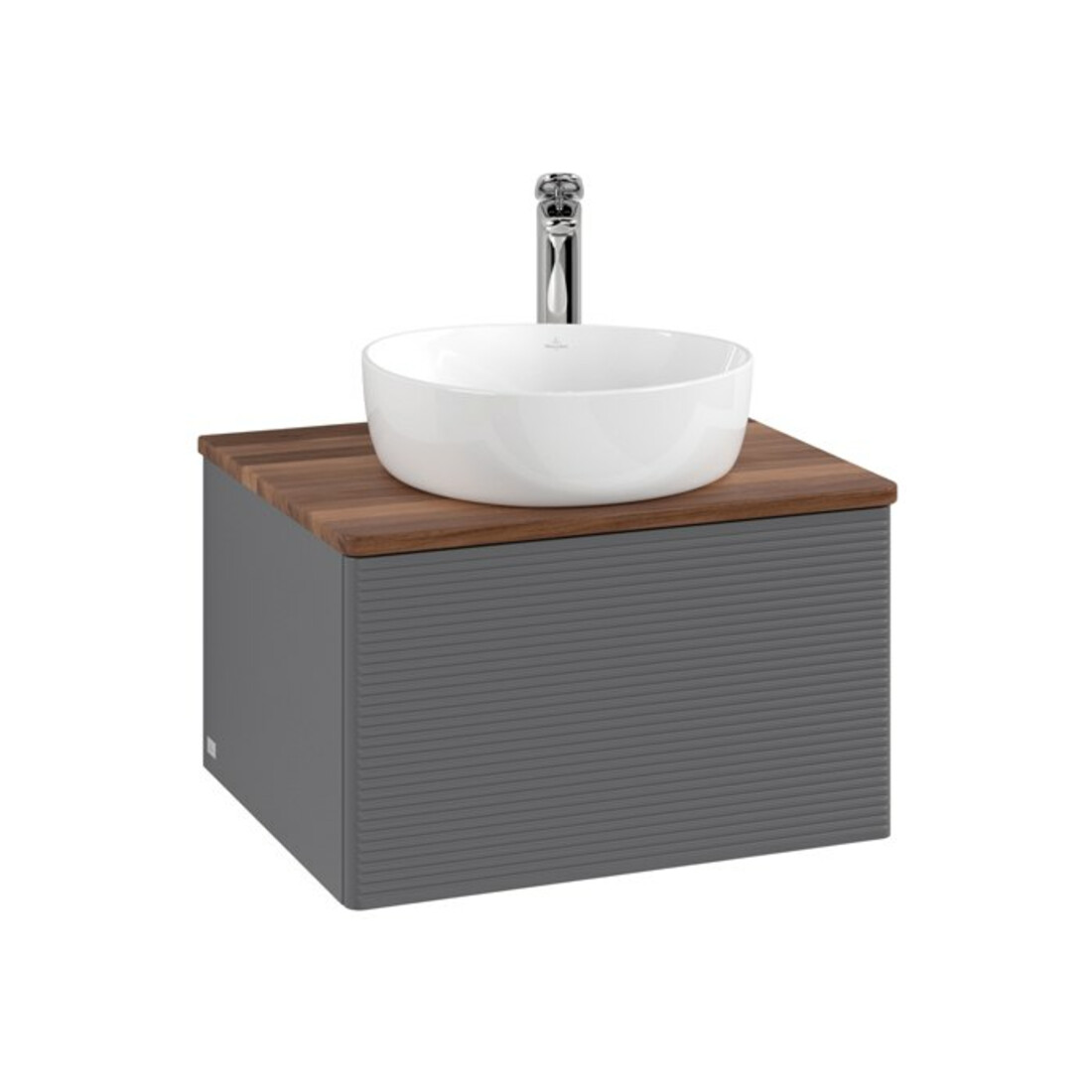 V&B Meuble sous lavabo avec structure de façade - Éclairage Antao 60x36x50cm, HL, WBP blanc chaud, anthracite mat laqué