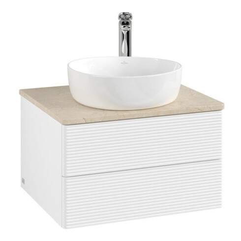 V&B Meuble sous-lavabo avec structure de façade - éclairage Antao 60x36x50cm, HL, WBP botti., blanc mat avec Lac