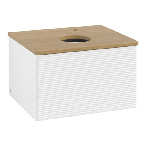 V&B Meuble sous lavabo avec structure de façade - Éclairage Antao 60x36x50cm, HL, WBP hon. Oa, blanc avec Lac
