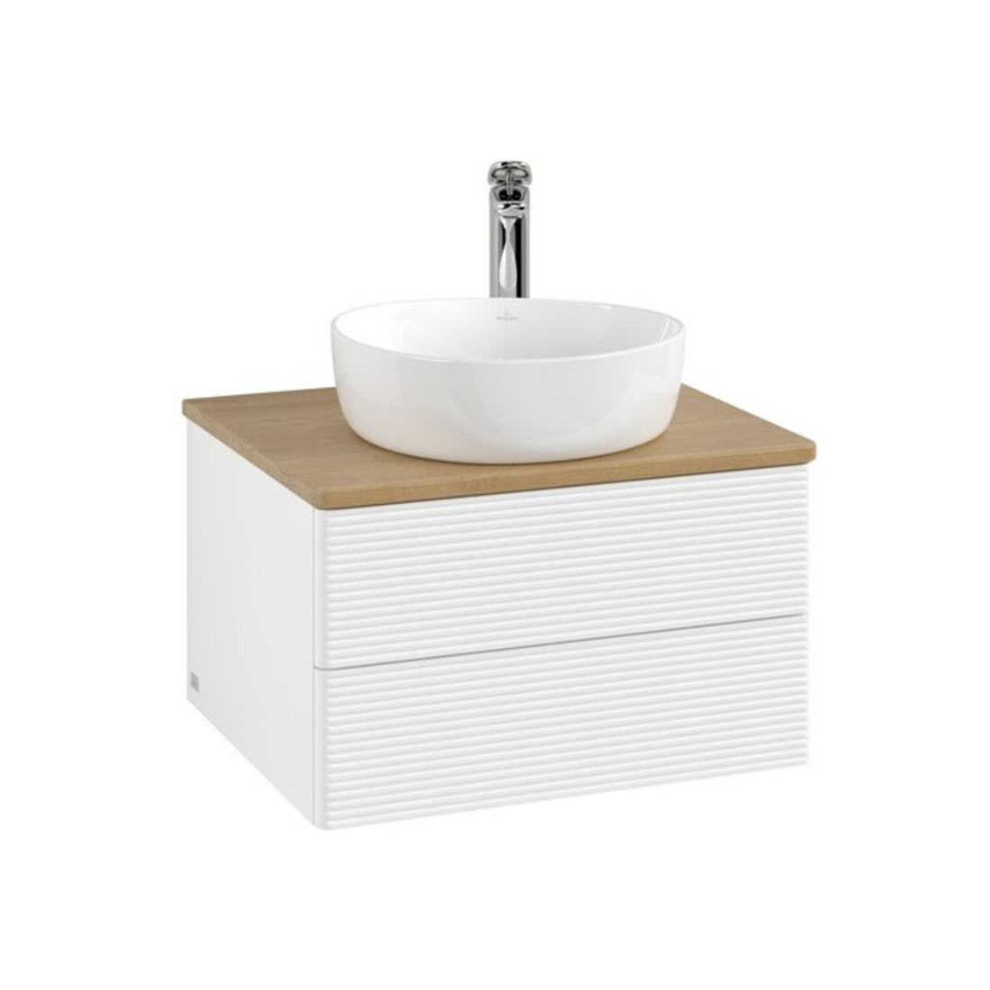 V&B Meuble sous lavabo avec structure de façade - Éclairage Antao 60x36x50cm, HL, WBP hon. Oa, blanc avec Lac