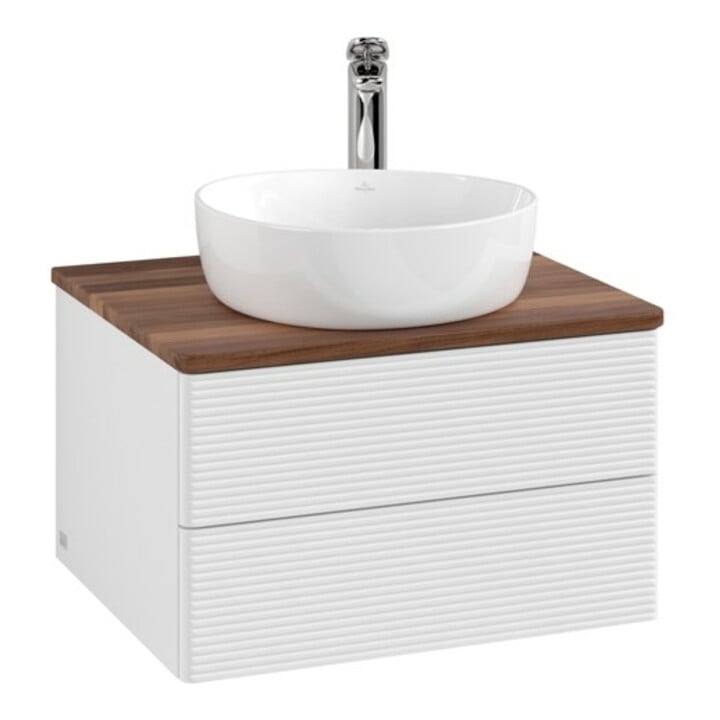 V&B Meuble sous-lavabo avec structure de façade - Éclairage Antao 60x36x50cm, HL, WBP w. wal, blanc brillant Lac