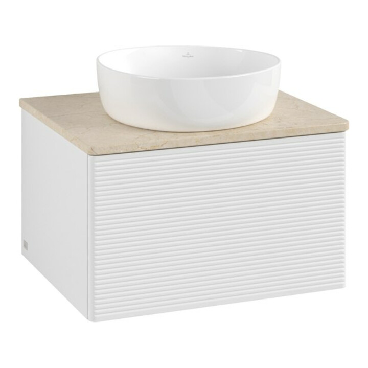 V&B Meuble sous lavabo avec structure de façade - Éclairage Antao 60x36x50cm, WBP botti., blanc brillant Lac
