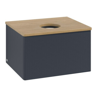 V&B Meuble sous lavabo avec structure de façade - Éclairage Antao 60x36x50cm, WBP chêne hon. Oa, avec bleu m Lac