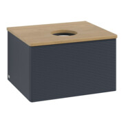 V&B Meuble sous lavabo avec structure de façade - Éclairage Antao 60x36x50cm, WBP chêne hon. Oa, avec bleu m Lac