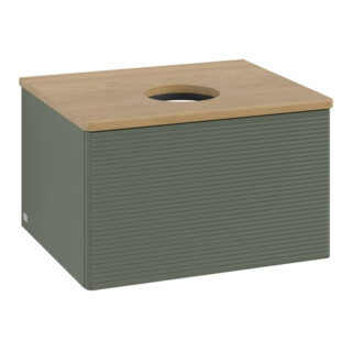 V&B Meuble sous lavabo avec structure de façade - Éclairage Antao 60x36x50cm, WBP chêne hon. Oa, lea gre. m Lac