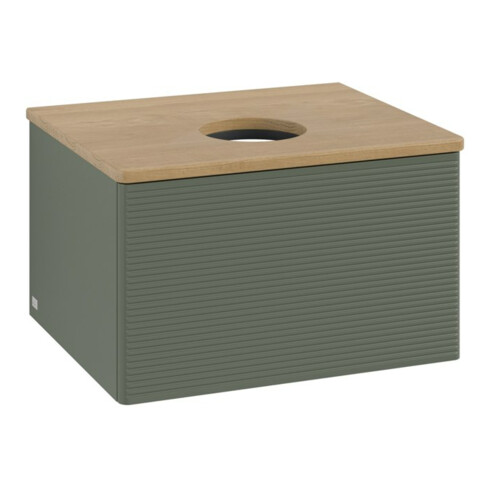 V&B Meuble sous lavabo avec structure de façade - Éclairage Antao 60x36x50cm, WBP chêne hon. Oa, lea gre. m Lac