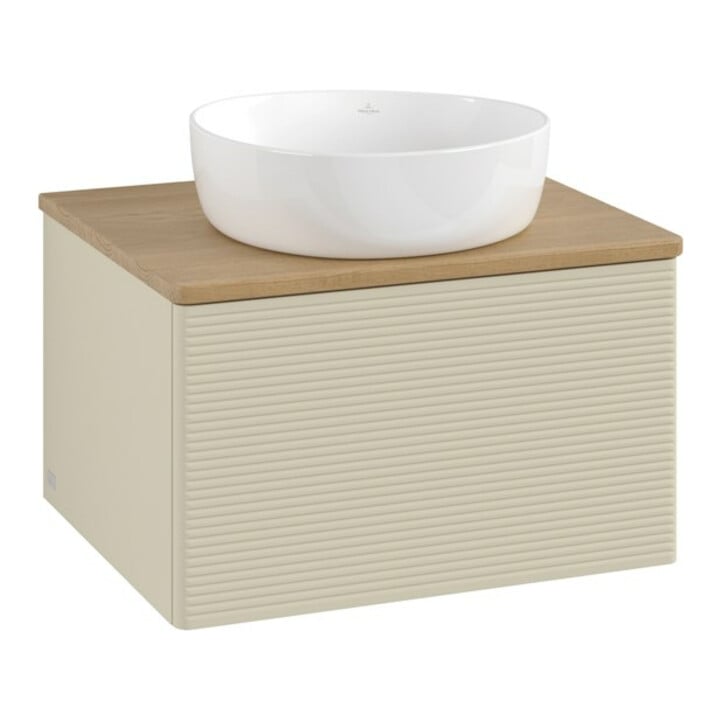 V&B Meuble sous-lavabo avec structure de façade - Éclairage Antao 60x36x50cm, WBP chêne hon. Oa, si Gr m Lac
