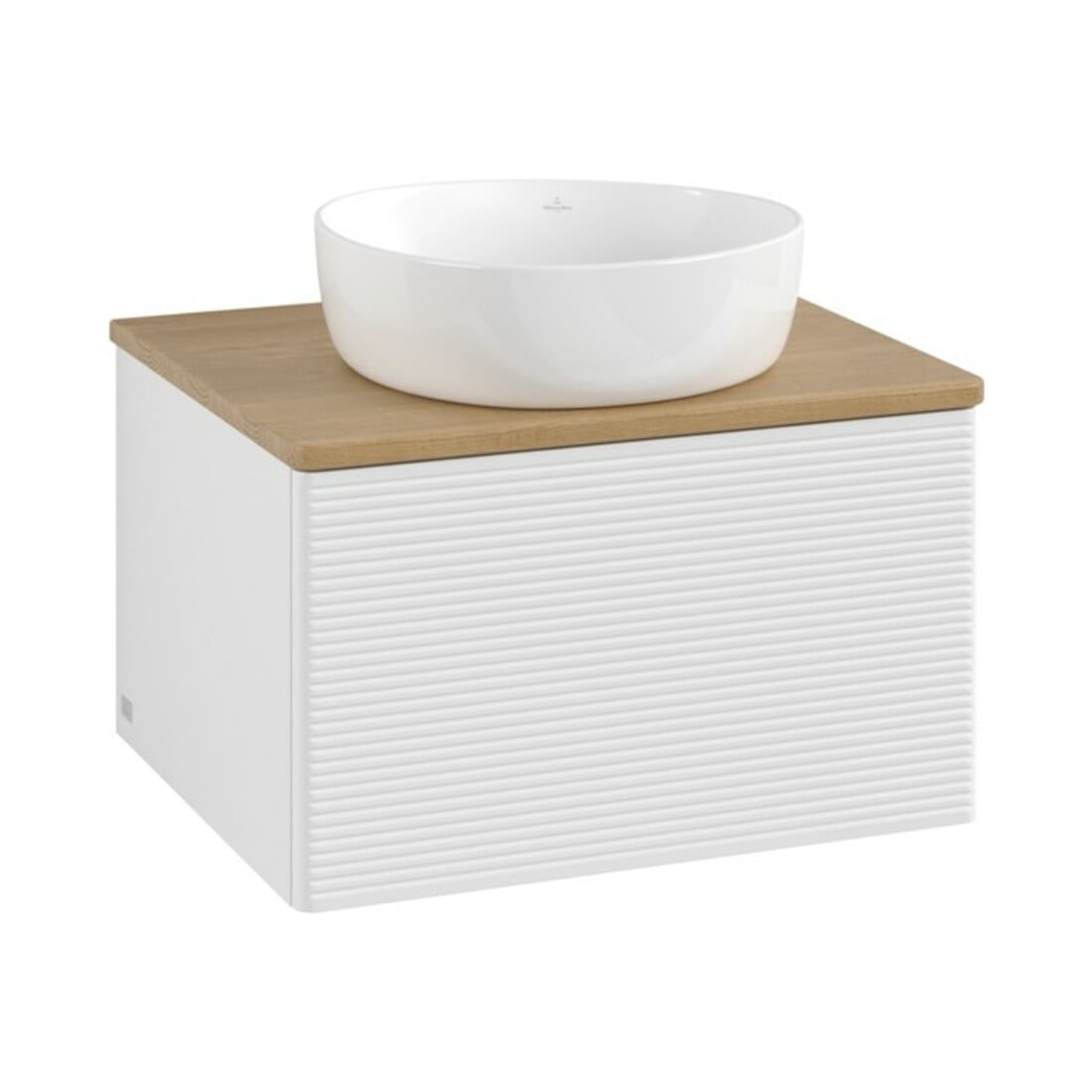 V&B Meuble sous lavabo avec structure de façade - Éclairage Antao 60x36x50cm, WBP hon. Oa, blanc brillant Lac