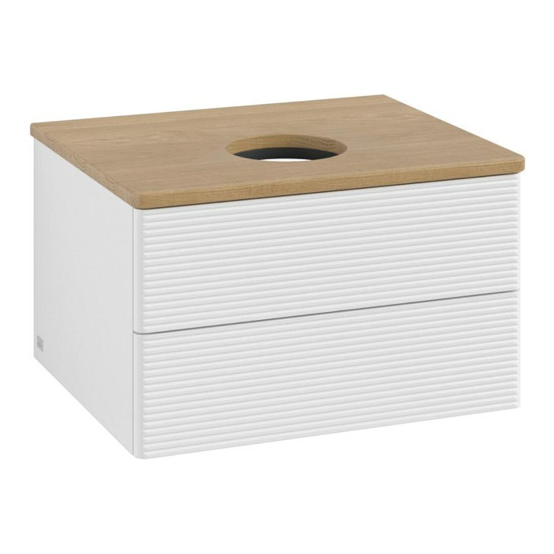 V&B Meuble sous-lavabo avec structure de façade - Éclairage Antao 60x36x50cm, WBP hon. Oa, blanc brillant Lac