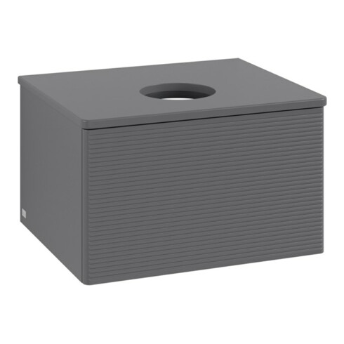 V&B Meuble sous lavabo avec structure de façade - Éclairage Antao 60x36x50cm, WBP Lac, Anthrac. m Lac