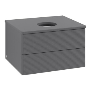 V&B Meuble sous lavabo avec structure de façade - Éclairage Antao 60x36x50cm, WBP Laqué, Anthracite m Laqué