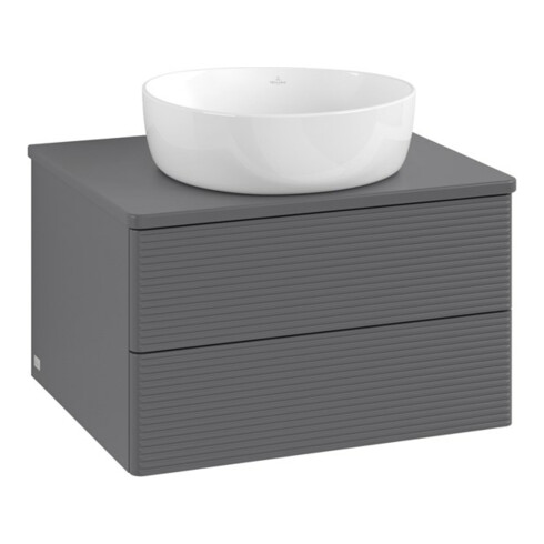 V&B Meuble sous lavabo avec structure de façade - Éclairage Antao 60x36x50cm, WBP Laqué, Anthracite m Laqué