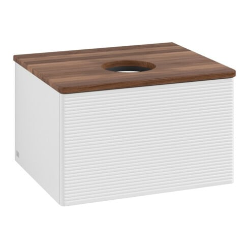 V&B Meuble sous-lavabo avec structure de façade - Éclairage Antao 60x36x50cm, WBP w. wal, blanc brillant Lac