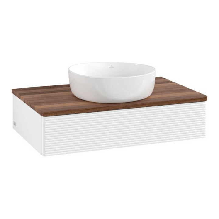 V&B Meuble sous lavabo avec structure de façade - éclairage Antao 80x19x50cm, couleur WBP blanc mat avec laque