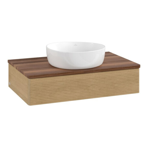 V&B Meuble sous-lavabo avec structure de façade - Éclairage Antao 80x19x50cm, couleur WBP chêne miel