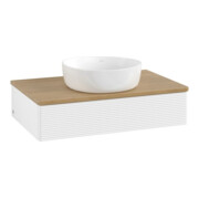 V&B Meuble sous lavabo avec structure de façade - Éclairage Antao 80x19x50cm, couleur WBP miel Oa, blanc avec laque-3