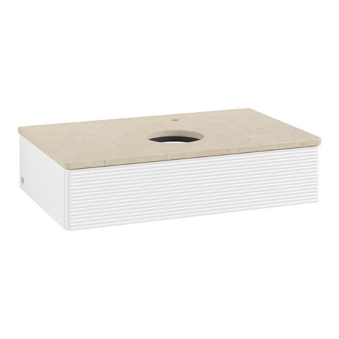 V&B Meuble sous lavabo avec structure de façade - éclairage Antao 80x19x50cm, HL, WBP botti., blanc avec Lac