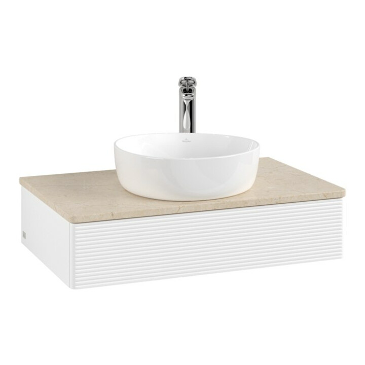 V&B Meuble sous lavabo avec structure de façade - éclairage Antao 80x19x50cm, HL, WBP botti., blanc avec Lac