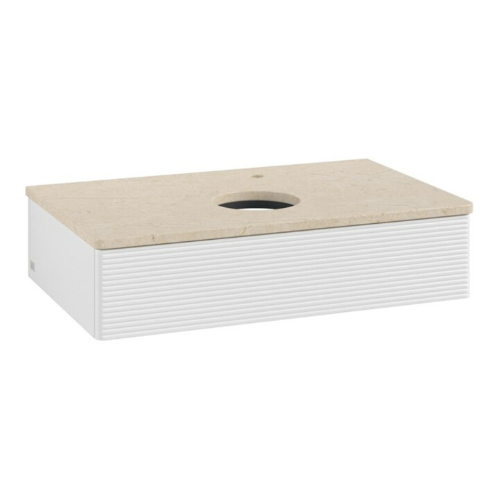 V&B Meuble sous lavabo avec structure de façade - Éclairage Antao 80x19x50cm, HL, WBP botti., blanc brillant Lac