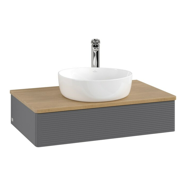 V&B Meuble sous lavabo avec structure de façade - Éclairage Antao 80x19x50cm, HL, WBP hon. Oa, A m Lac