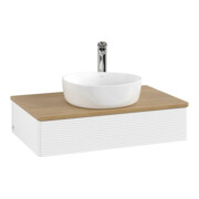 V&B Meuble sous lavabo avec structure de façade - Éclairage Antao 80x19x50cm, HL, WBP hon. Oa, blanc avec Lac-3