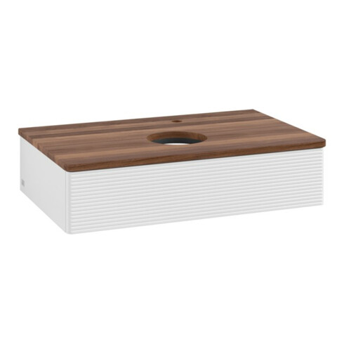 V&B Meuble sous-lavabo avec structure de façade - Éclairage Antao 80x19x50cm, HL, WBP w. wal, blanc brillant Lac