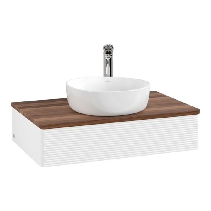 V&B Meuble sous lavabo avec structure de façade - Éclairage Antao 80x19x50cm, HL, WBP w. wal, blanc m Lac