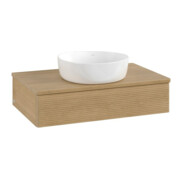 V&B Meuble sous lavabo avec structure de façade - Éclairage Antao 80x19x50cm, WBP couleur chêne miel Oa