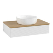 V&B Meuble sous lavabo avec structure de façade - Éclairage Antao 80x19x50cm, WBP hon. Oa, blanc brillant Lac-3