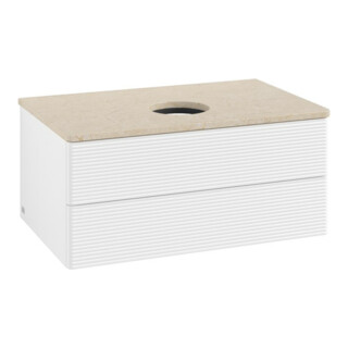 V&B Meuble sous-lavabo avec structure de façade - Éclairage Antao 80x36x50cm, couleur WBP botti., blanc mat