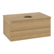 V&B Meuble sous-lavabo avec structure de façade - Éclairage Antao 80x36x50cm, couleur WBP hon. Oa, chêne miel-3