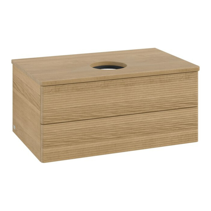 V&B Meuble sous-lavabo avec structure de façade - Éclairage Antao 80x36x50cm, couleur WBP hon. Oa, chêne miel