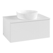 V&B Meuble sous lavabo avec structure de façade - éclairage Antao 80x36x50cm, couleur WBP Lac, blanc brillant Lac