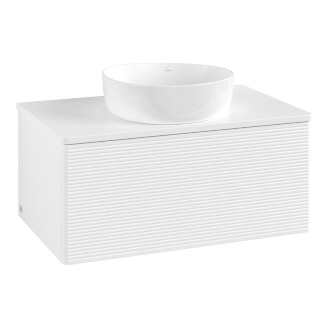 V&B Meuble sous lavabo avec structure de façade - Éclairage Antao 80x36x50cm, couleur WBP Lac, blanc laqué