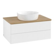 V&B Meuble sous lavabo avec structure de façade - Éclairage Antao 80x36x50cm, couleur WBP miel Oa, blanc avec laque-3
