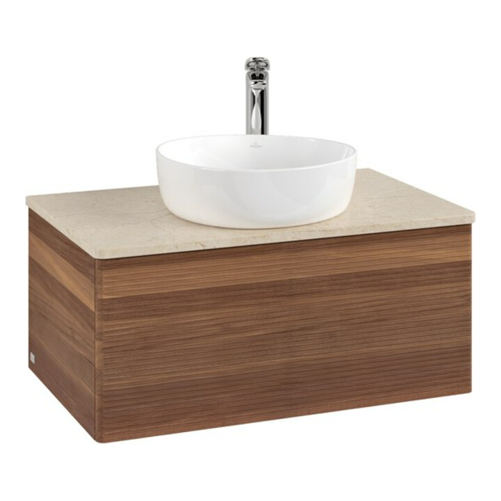 V&B Meuble sous lavabo avec structure de façade - Éclairage Antao 80x36x50cm, HL, couleur WBP botti., blanc wal