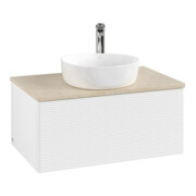 V&B Meuble sous lavabo avec structure de façade - Éclairage Antao 80x36x50cm, HL, WBP botti., blanc avec Lac-3